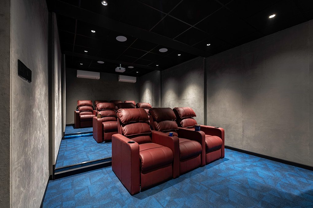 Private theatre with recliner seating